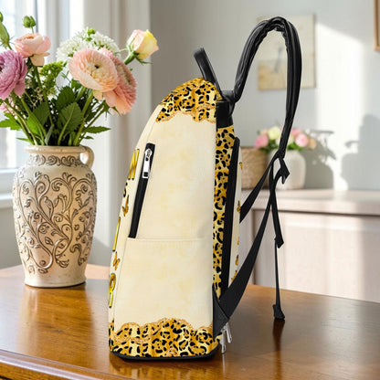 Personalized Black Women Leather PU Backpack QFND6210501