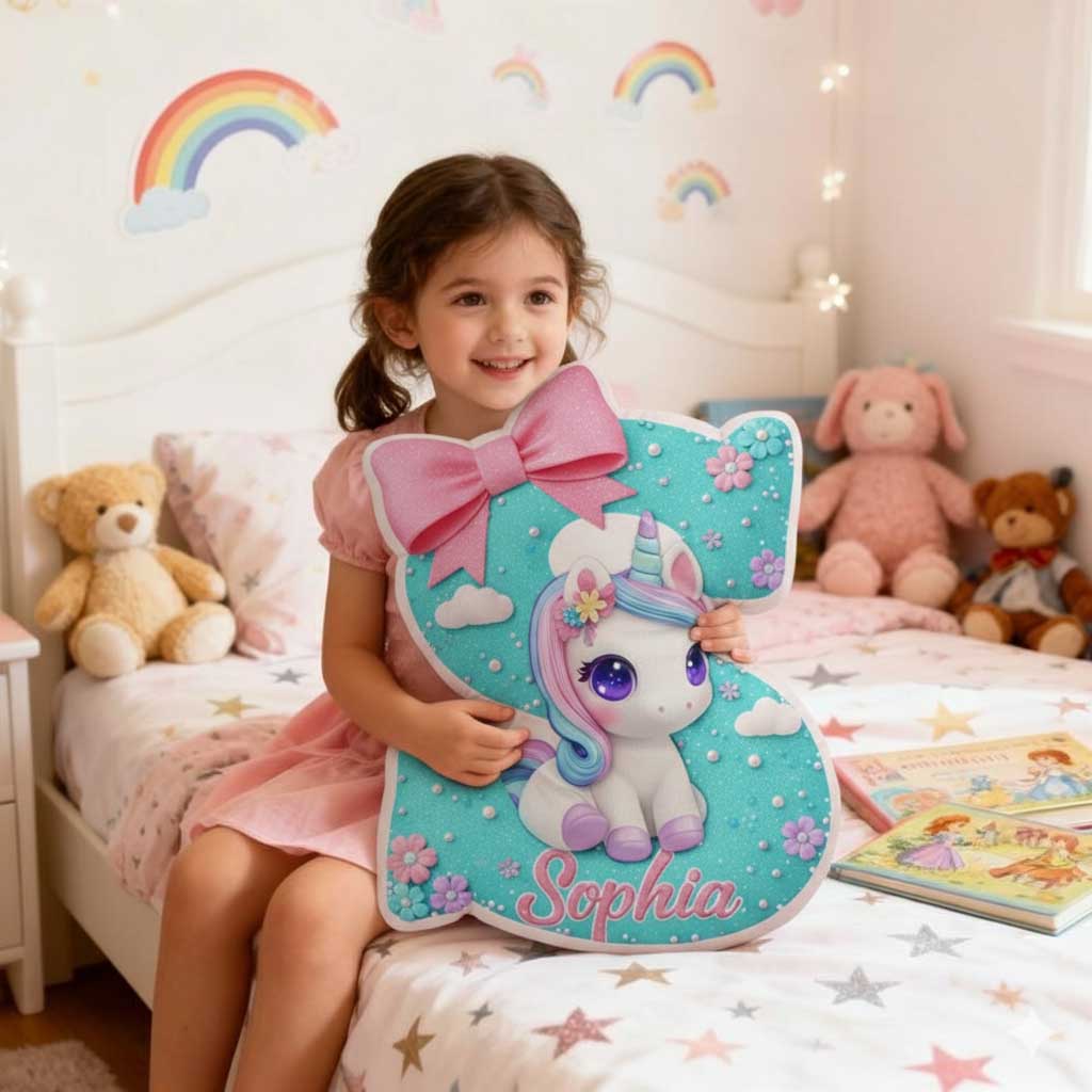 Personalized Letter Unicorn Ugly Plush Pillow QFTD5171110