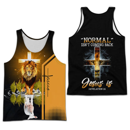 Personalized Name Normal Isn’t Coming Back Jesus Is Revelation 14 Cross Lion 3D All Over Printed Clothes QFKH230502