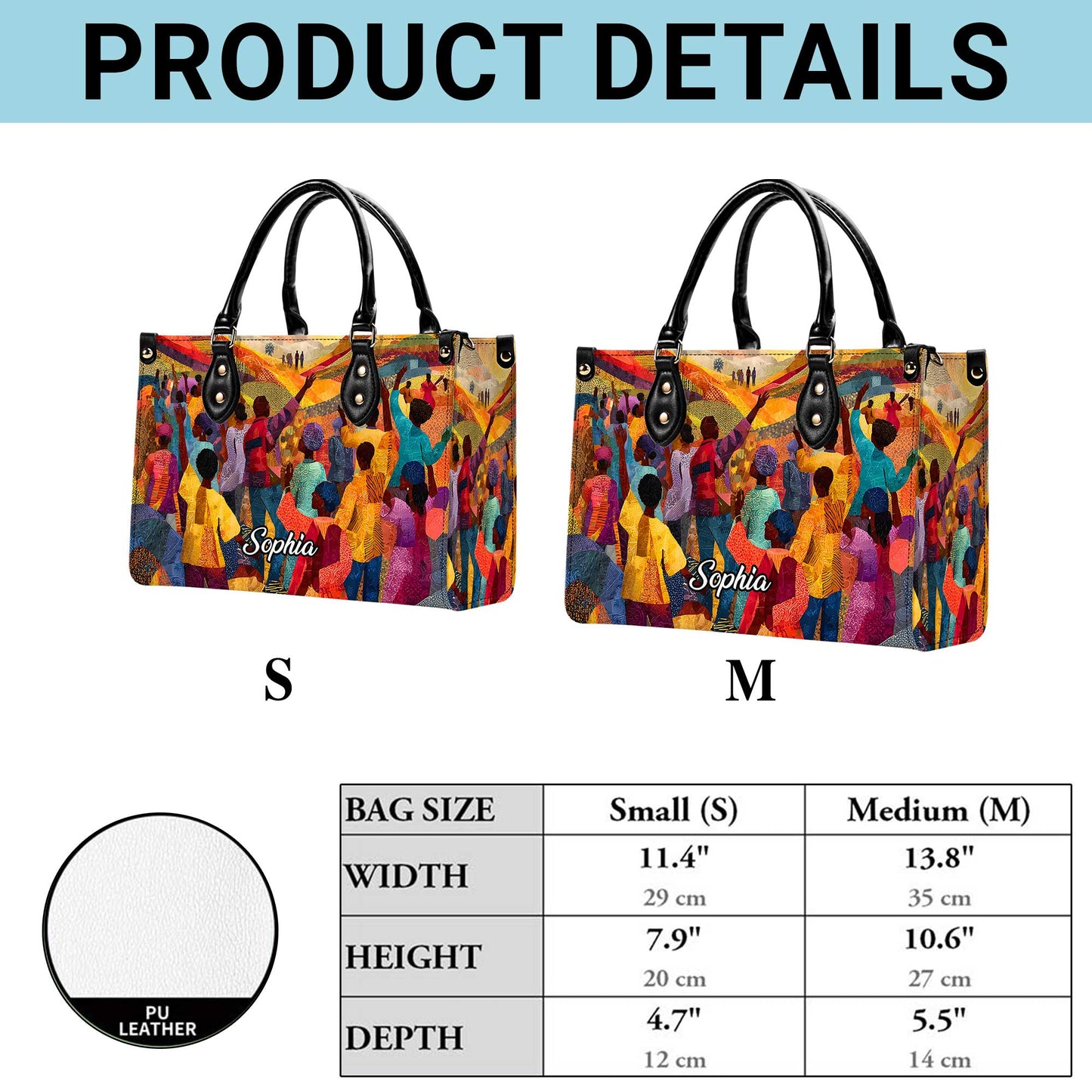 Custom Black Women History Leather Handbag Set THUU6060505