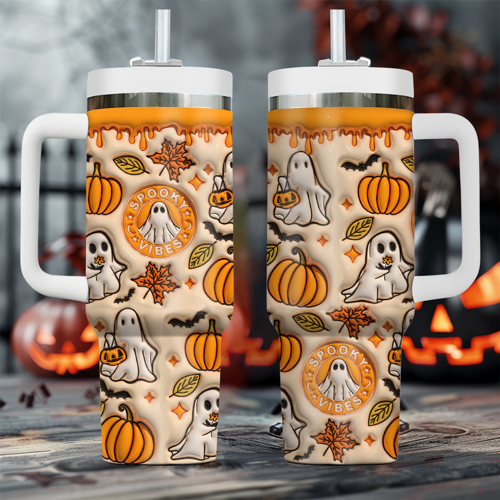 Spooky Vibe Print 3D Inflated 40 Oz Tumbler, Halloween Gift QFTO4300703