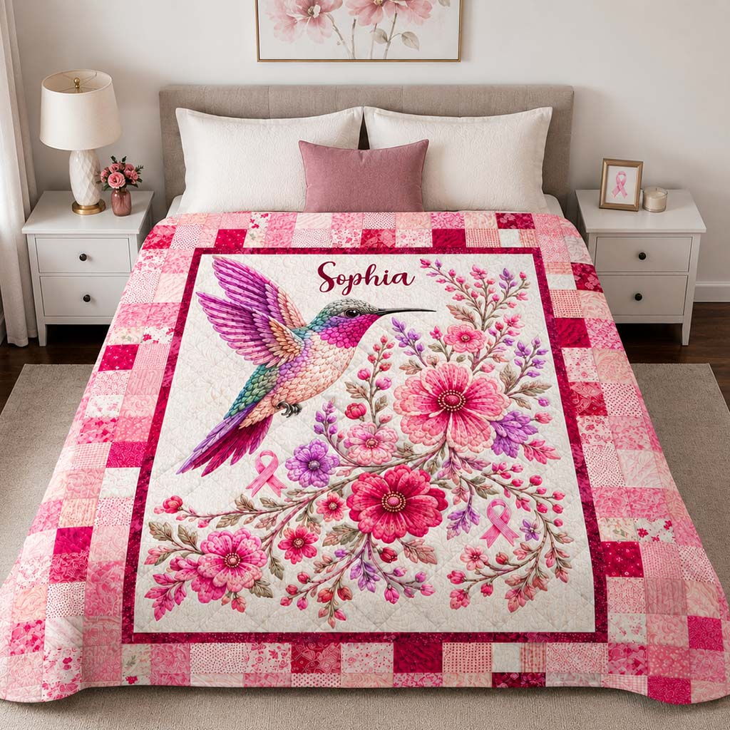 Custom Breast Cancer Quilt Blanket UKHA6050801