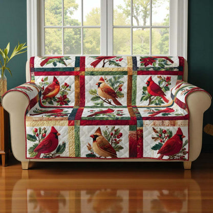 Red Cardinal Quilted Sofa Cover QFTD5051105