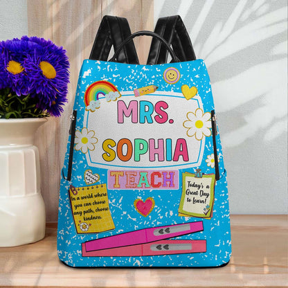 Personalized Teacher Leather Backpack QFHM4180702