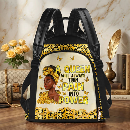 Personalized Black Women Leather PU Backpack QFND6210501