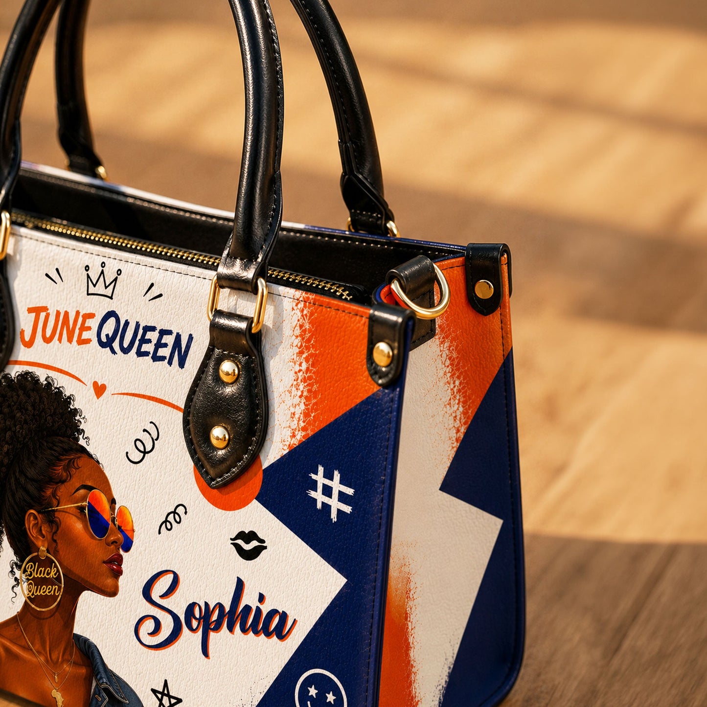 Personalized Birth Month Queen PU Leather Handbag for Black Women QFND6050602
