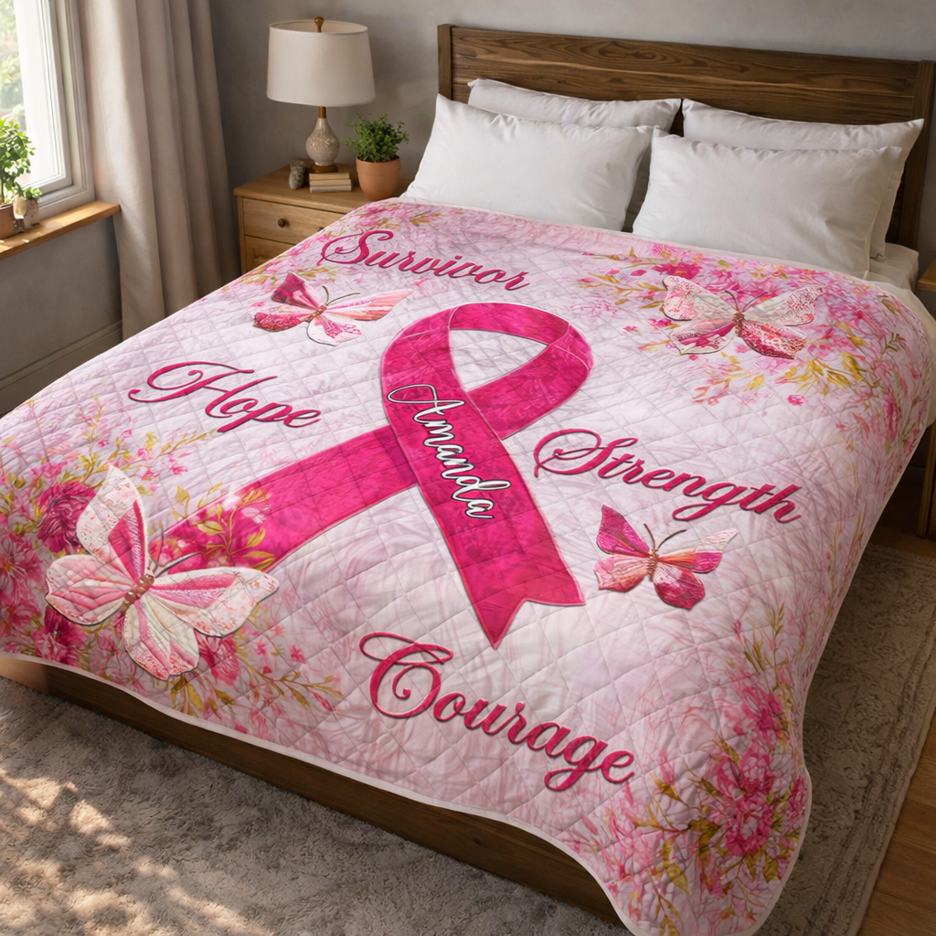 Personalized Breast Cancer Quilt Blanket QFNT5080803