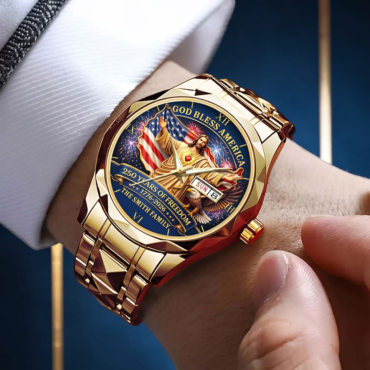 Personalized God Bless America United State 250th Anniversary Alloy Luxury Quartz Watch UKND6100401