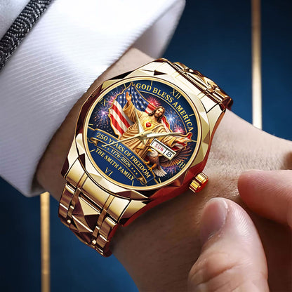 Personalized God Bless America United State 250th Anniversary Alloy Luxury Quartz Watch UKND6100401