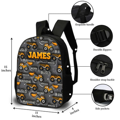 Personalized Back To School Inflat Construction Vehicles Backpack NPHA6030701