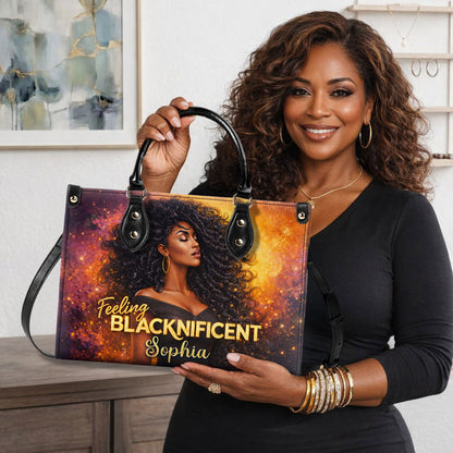 Personalized Black Women Leather Handbag With Wallet UKND6050301