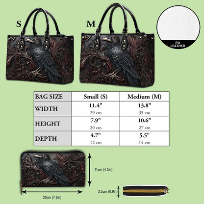 Goth Crow Pu Leather Handbag, Gothic Raven Bags Halloween QFPY5260803