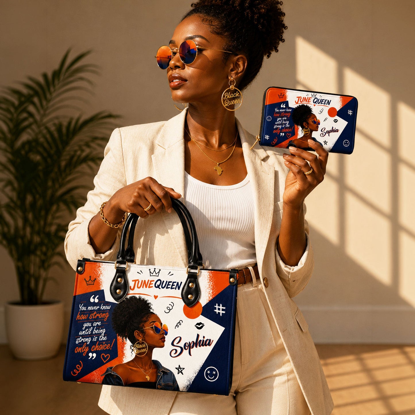 Personalized Birth Month Queen PU Leather Handbag for Black Women QFND6050602