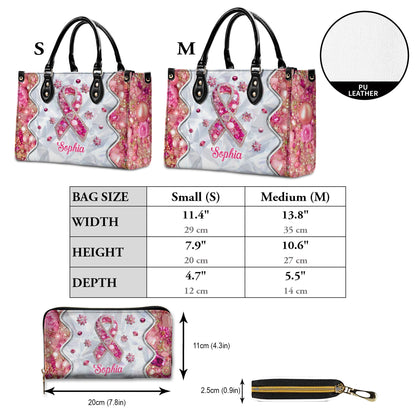 Personalized Breast Cancer Leather Handbag, Wallet QFTD5140802