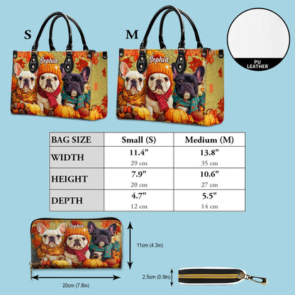Custom Frenchie Halloween Leather Handbag UKTO5140802