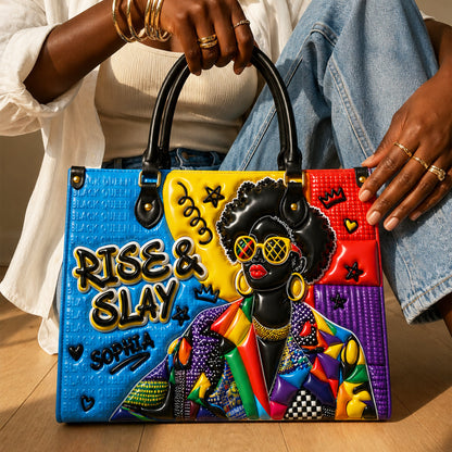 Personalized Black Women PU Leather Handbag QFTD6050601