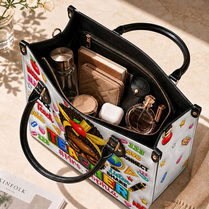 Personalized Teacher Black Women Leather Handbag UKND6080603