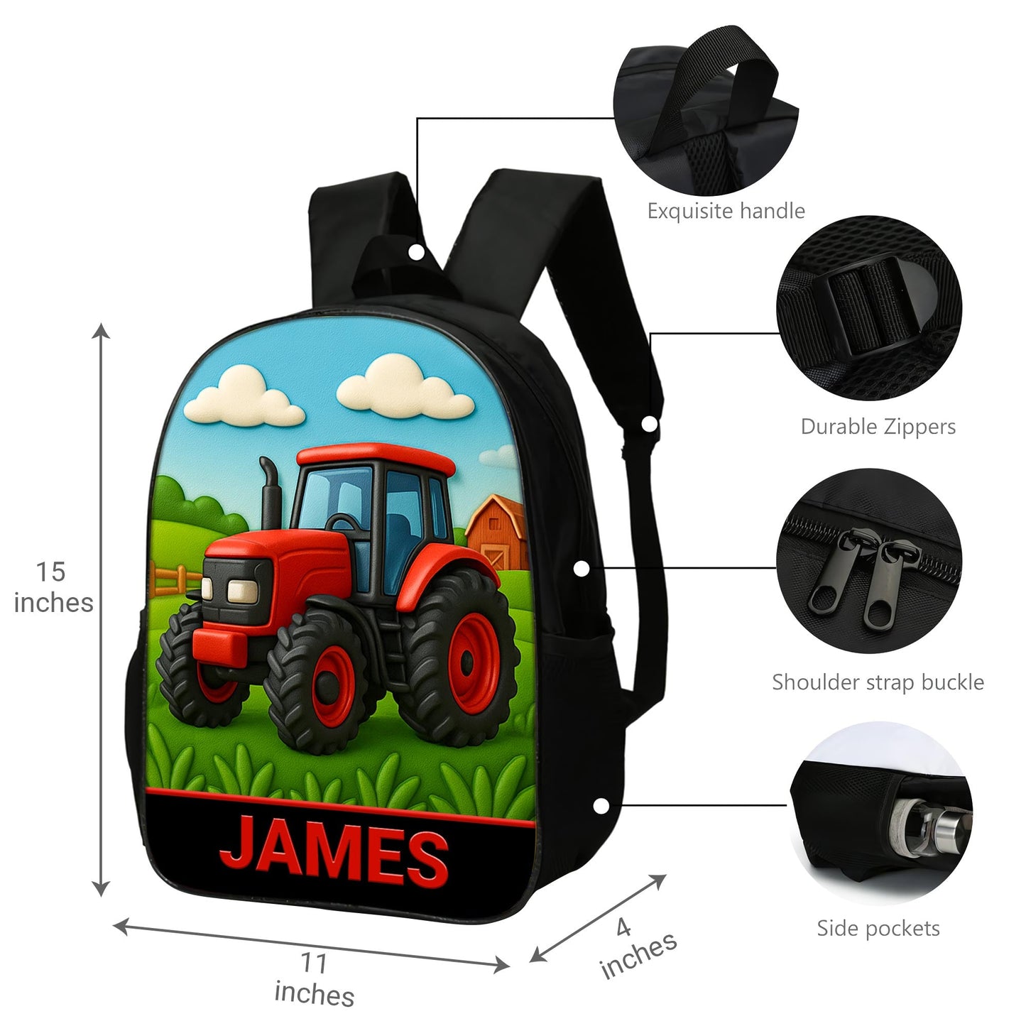Personalized Red Tractor Back To School Backpack UKHA5050801