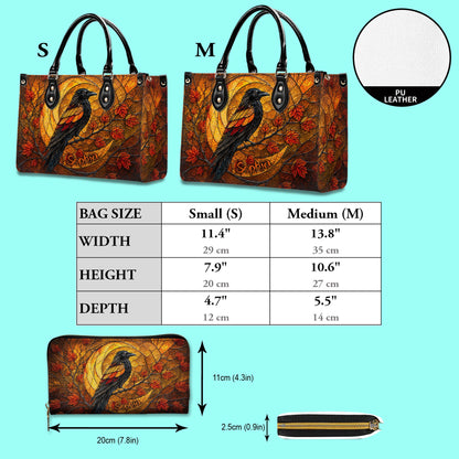 Personalized Raven Halloween 3D Printed  Leather Handbag, Wallet UKND6170702