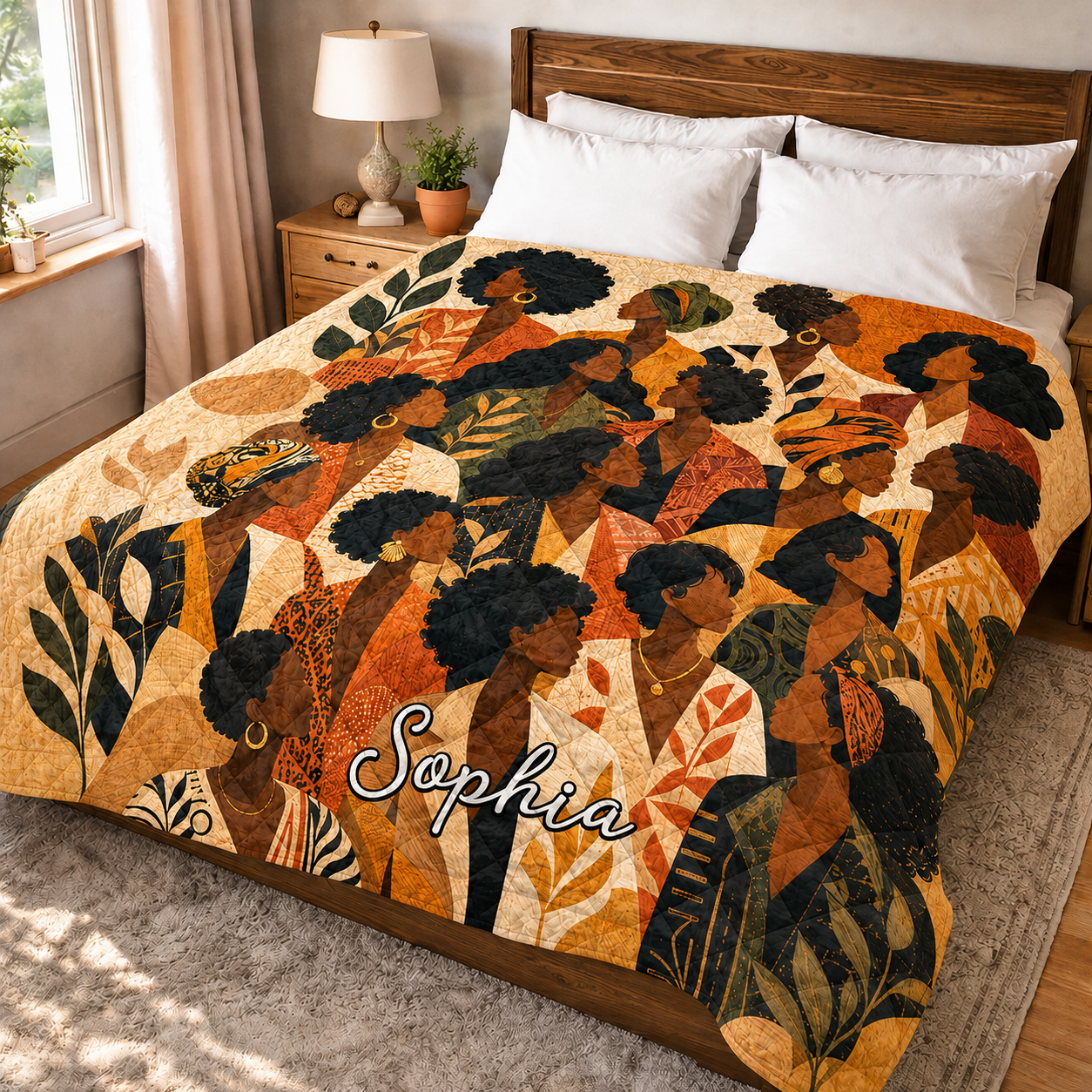 Personalized Black Women Quilted Blanket UKND6270501