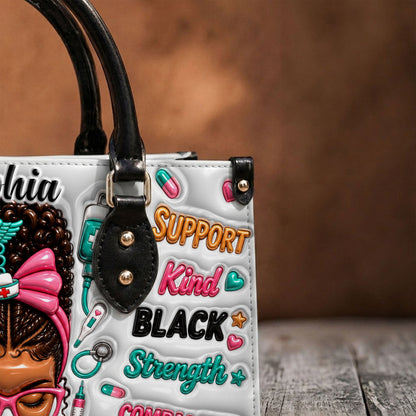 Personalized Nurse Black Women Leather Handbag UKND6050603