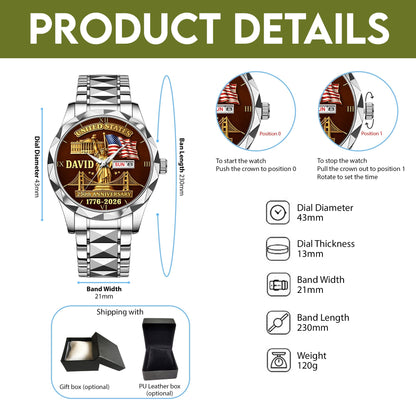 Personalized United State 250th Anniversary Alloy Luxury Quartz Watch UKND6090402