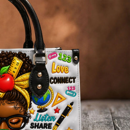 Personalized Teacher Black Women Leather Handbag UKND6080603