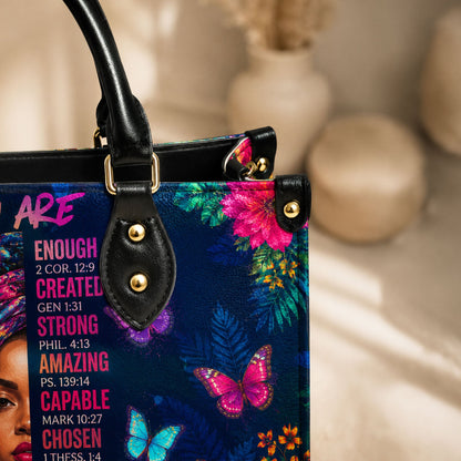 Personalized Black Women Leather PU Leather Handbag, Afro Girl Gifts UKND6220502