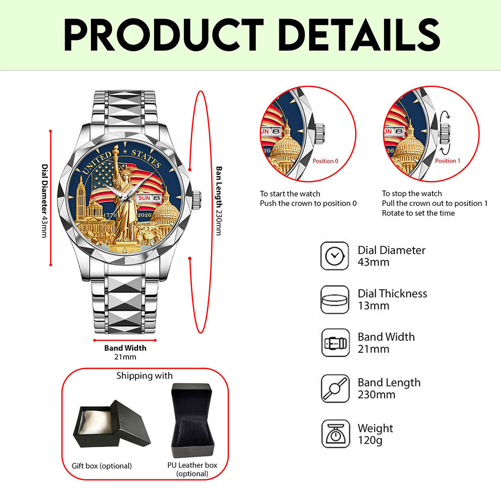 United States 250th Anniversary Alloy Luxury Quartz Watch QFHA6100105