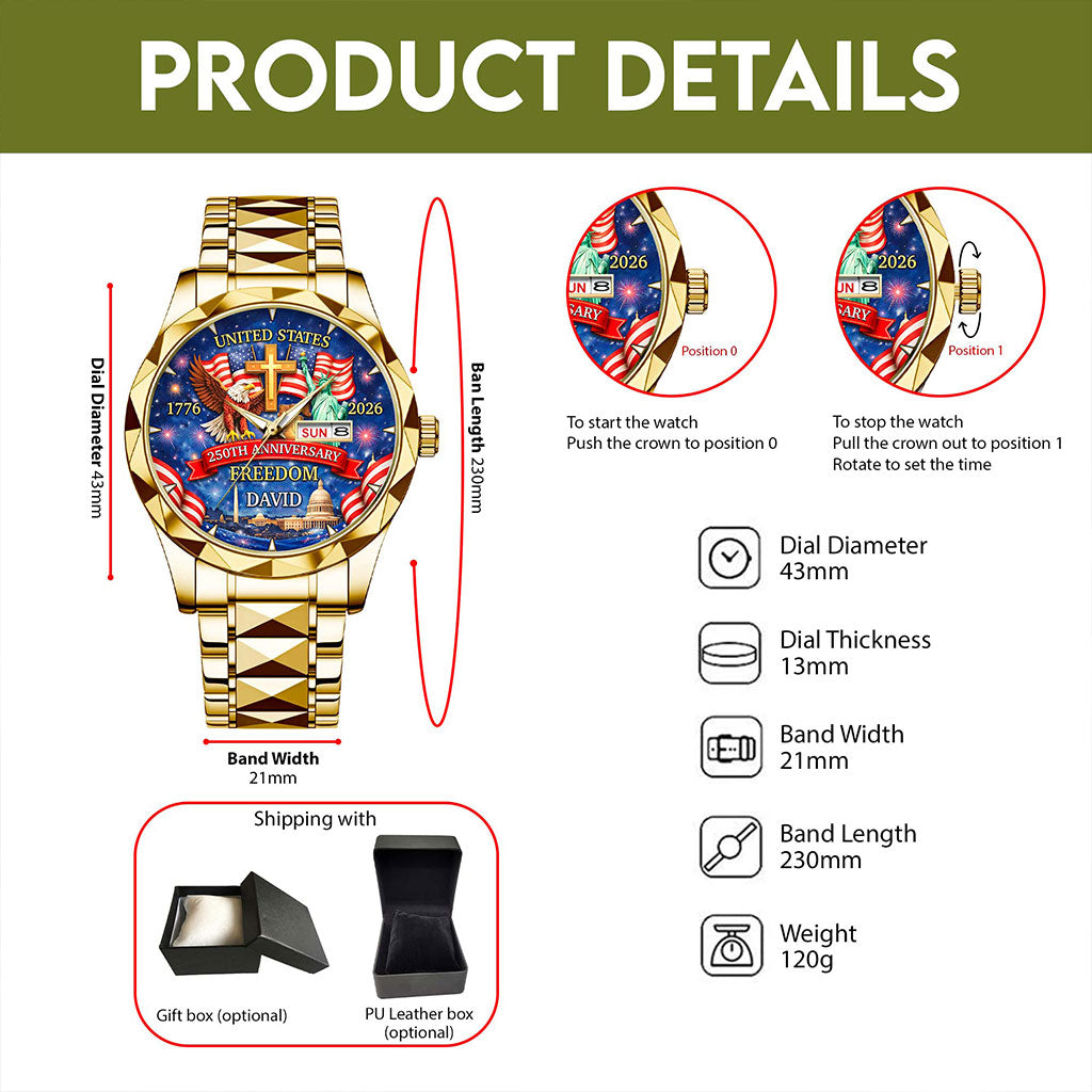 Personalized United State 250th Anniversary Alloy Luxury Quartz Watch UKHA6100402