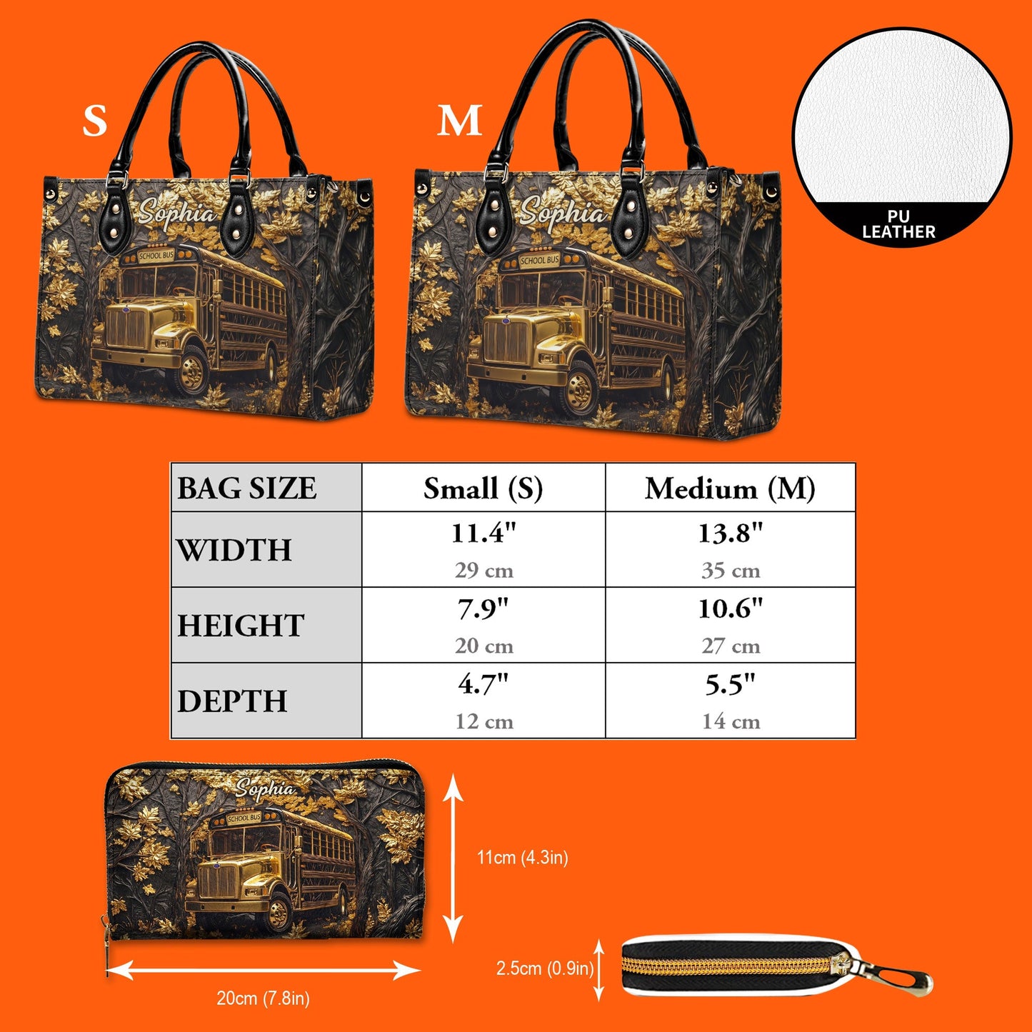 Personalized School Bus Driver Leather PU Handbag With Wallet UKTD6180601