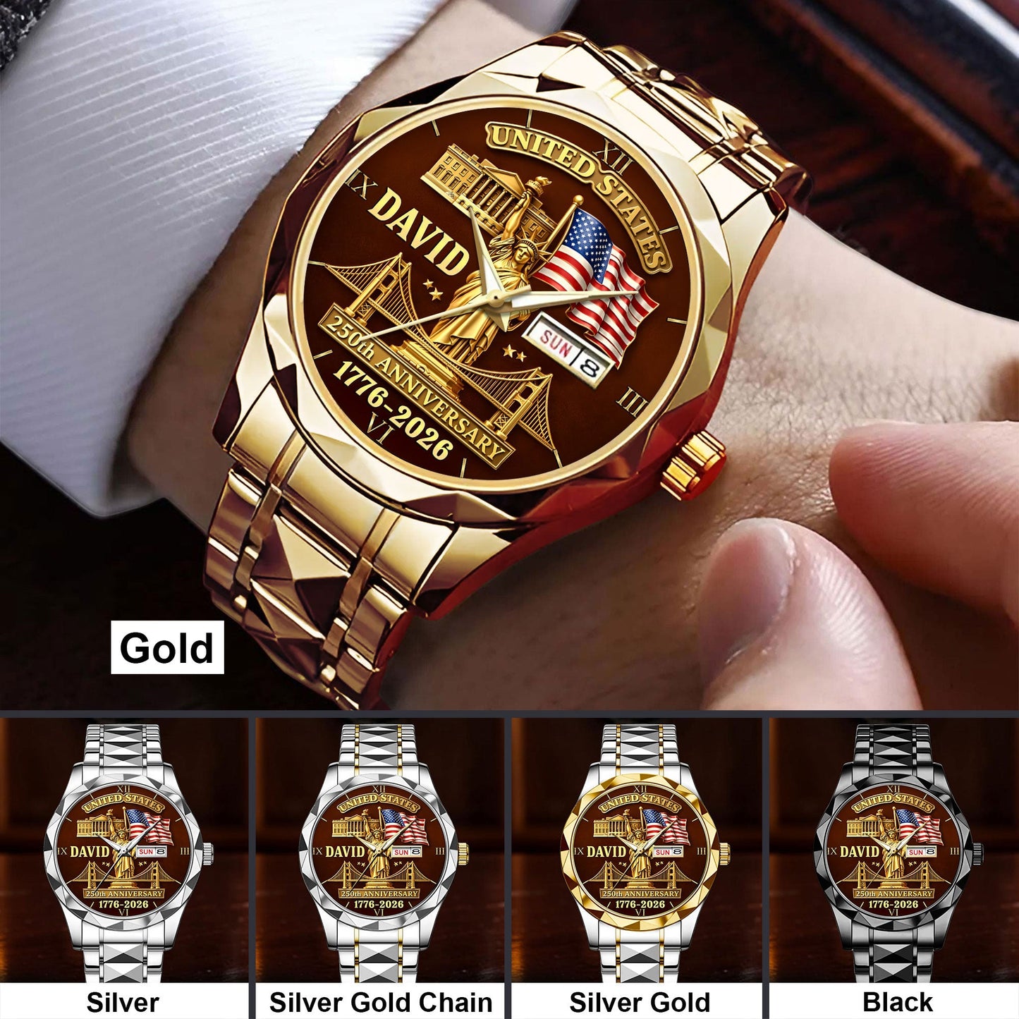 Personalized United State 250th Anniversary Alloy Luxury Quartz Watch UKND6090402