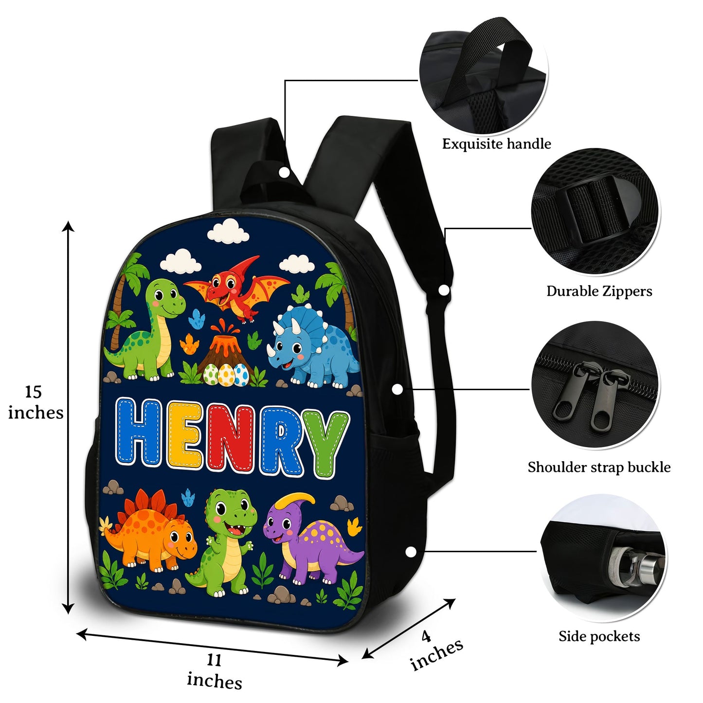 Personalized Back To School Dino Backpack, Lunch Bag, Pencil Case & Water Bottle Set PMND6300602