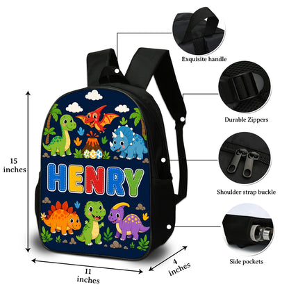 Personalized Back To School Dino Backpack, Lunch Bag, Pencil Case & Water Bottle Set PMND6300602