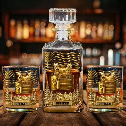 Personalized Police Whiskey Decanter Set UKTO5020801