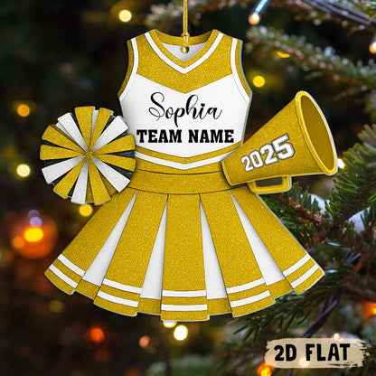 Personalized Cheerleader 2D Flat Ornament, Cheerleading Christmas Ornament, Cheerleader Team Ornament, Cheer Coach Gift, Cheerleader Gift UKHH5141001