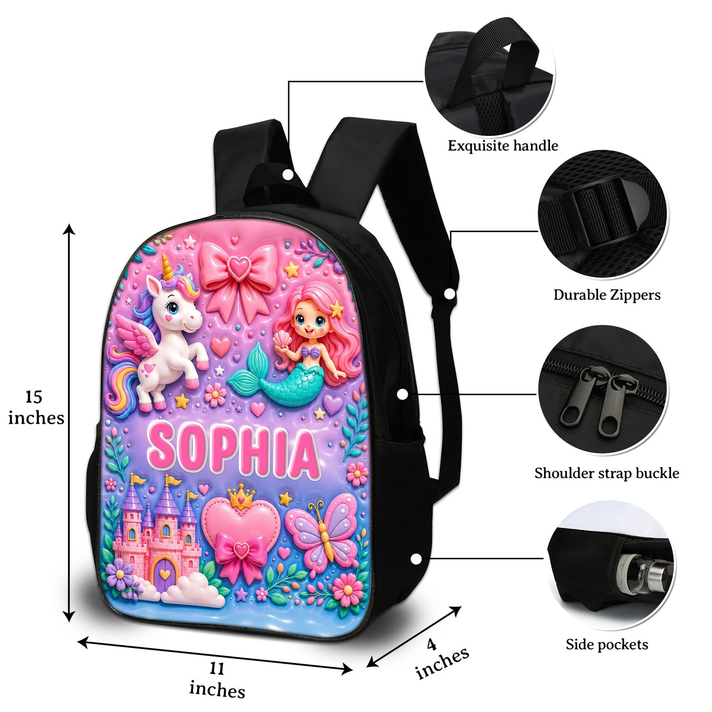 Personalized Back To School, Girl Mermaid Kids Backpack PMND6290604