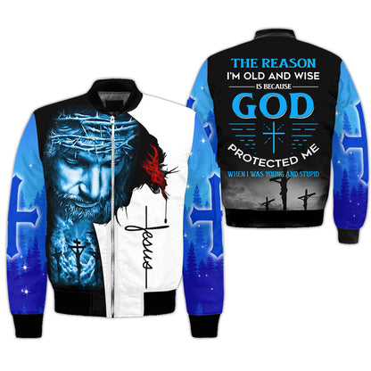 Jesus The reason I’m old and wise is because God Protected Me 3D All Over Printed Clothes UKUU241103