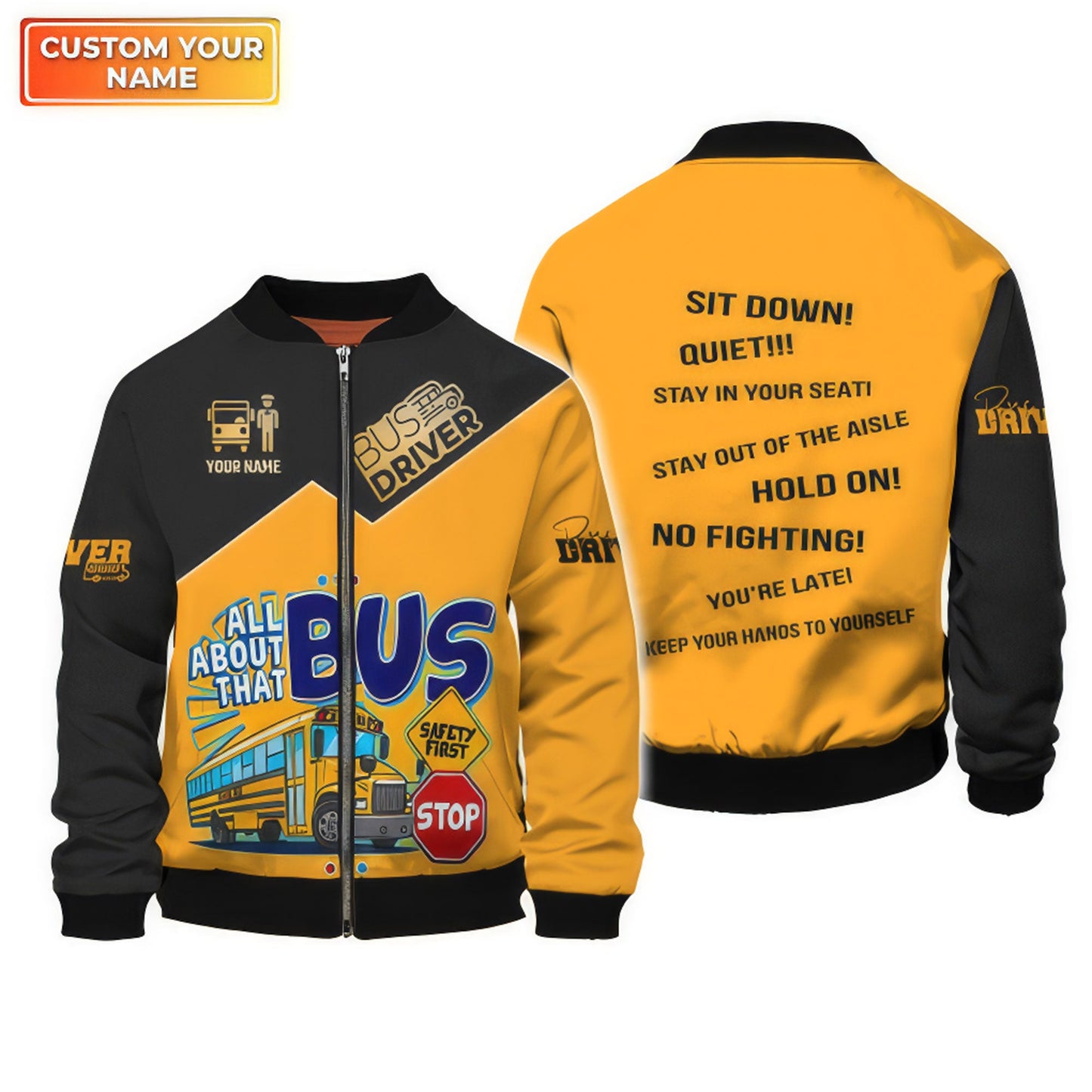 Personalized Name School Bus Driver 3D All Over Printed Clothes UKNT6290702