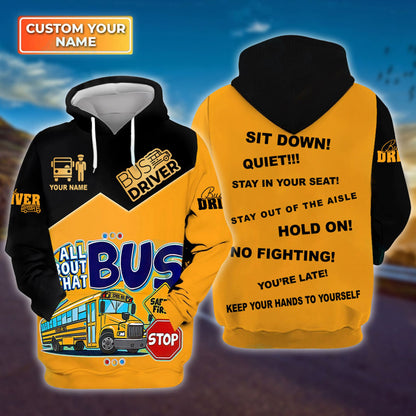 Personalized Name School Bus Driver 3D All Over Printed Clothes UKNT6290702