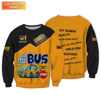Personalized Name School Bus Driver 3D All Over Printed Clothes UKNT6290702