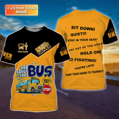 Personalized Name School Bus Driver 3D All Over Printed Clothes UKNT6290702