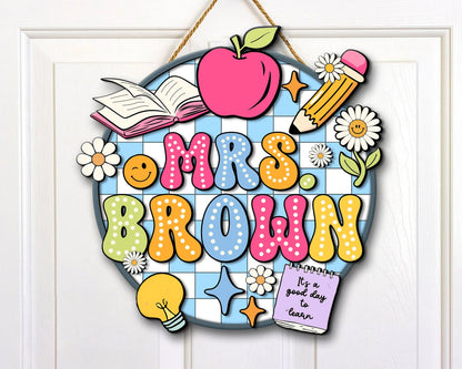 Personalized Teacher Door Sign, Classroom Welcome Door Sign, Back to School Gift, 1st Day of School Decor UKTD6080702