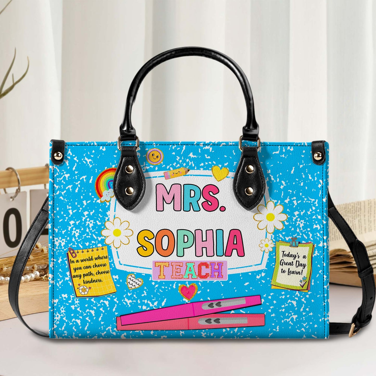 Personalized Teacher PU Leather Handbag, Back To School Gift, First Day Of School, End Of Year Christmas, Teacher Appreciation Bags Gift QFHM4180901