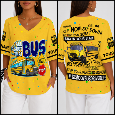 Personalized School Bus Driver V Neck Shirt NPNT5240702