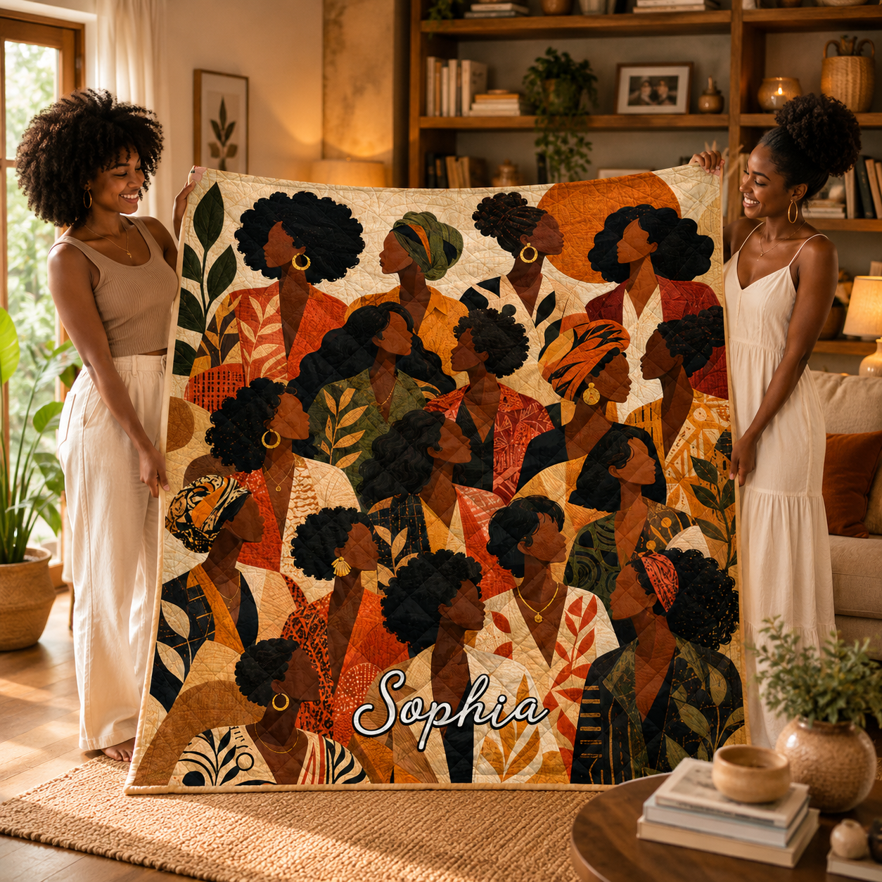 Personalized Black Women Quilted Blanket UKND6270501