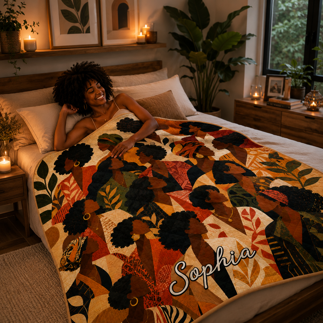 Personalized Black Women Quilted Blanket UKND6270501