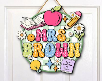 Personalized Teacher Door Sign, Classroom Welcome Door Sign, Back to School Gift, 1st Day of School Decor UKTD6080702