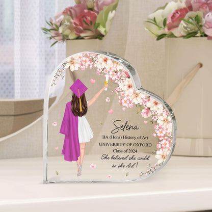 Personalized Graduation Print Heart Acrylic Plaque, College Graduation Gift, High School Graduation Gift,  Graduation Gift For Her