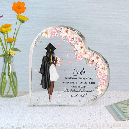 Personalized Graduation Print Heart Acrylic Plaque, College Graduation Gift, High School Graduation Gift,  Graduation Gift For Her